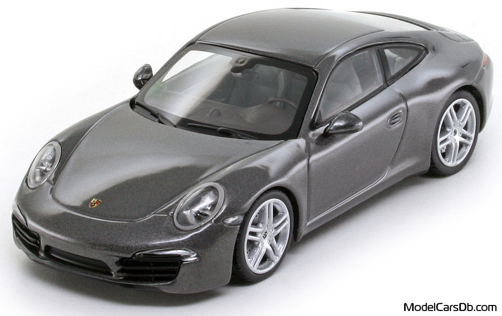2011 - Porsche 911 Carrera (991) Minichamps 1/43 (Серый ) Передняя левая сторона