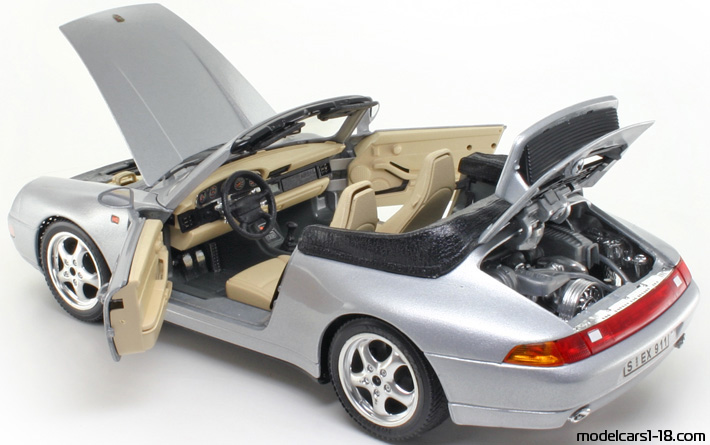 1994 - Porsche 911 Carrera Cabriolet (993) Bburago 1/18 (Серебристый) Открывающиеся части