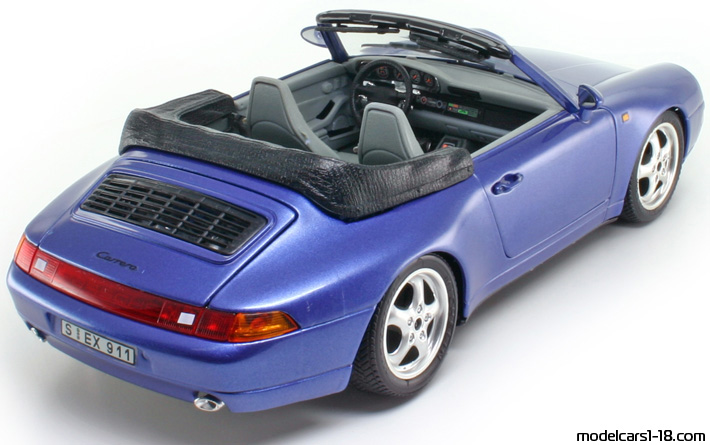 1994 - Porsche 911 Carrera Cabriolet (993) Bburago 1/18 (Синий) Задняя правая сторона