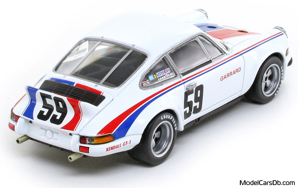 1973 - Porsche 911 Carrera RSR 2.8 Minichamps 1/43 (Белый / Синий) Задняя правая сторона