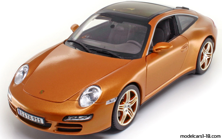 2007 - Porsche 911 Carrera Targa 4S (997) Norev 1/18 (Оранжевый) Передняя левая сторона