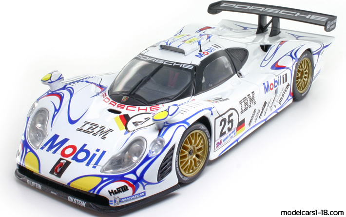 1998 - Porsche 911 GT1 Maisto 1/18 (White / Жёлтый) Передняя левая сторона