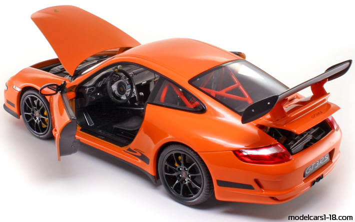 2006 - Porsche 911 GT3 RS (997) Welly 1/18 (Оранжевый / Чёрный) Открывающиеся части