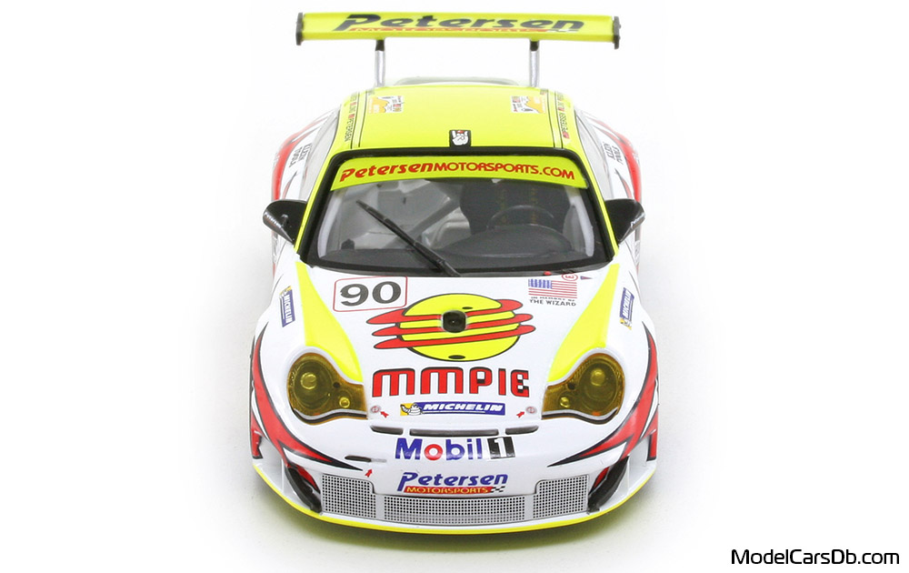 2005 - Porsche 911 GT3 RSR (996) Minichamps 1/43 (Белый / Жёлтый) Спереди