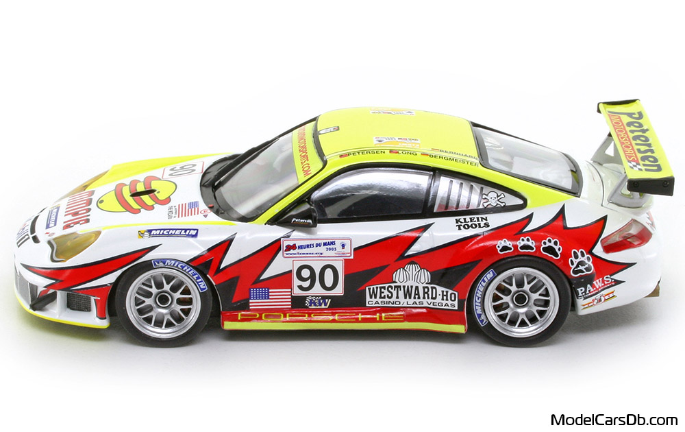 2005 - Porsche 911 GT3 RSR (996) Minichamps 1/43 (Белый / Жёлтый) Сторона