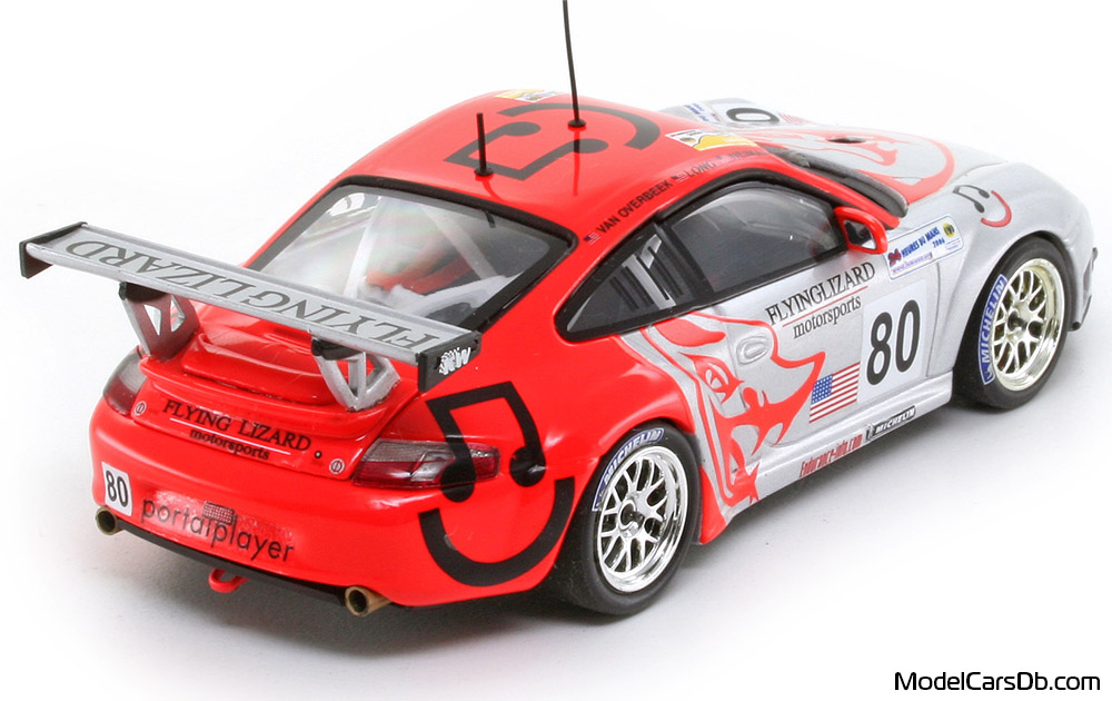 2006 - Porsche 911 GT3 RSR (996) Minichamps 1/43 (Серебристый / Kрасный) Задняя правая сторона