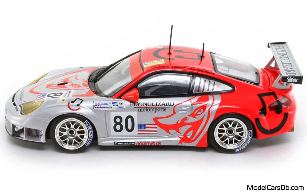 2006 - Porsche 911 GT3 RSR (996) Minichamps 1/43 (Серебристый / Kрасный) Сторона