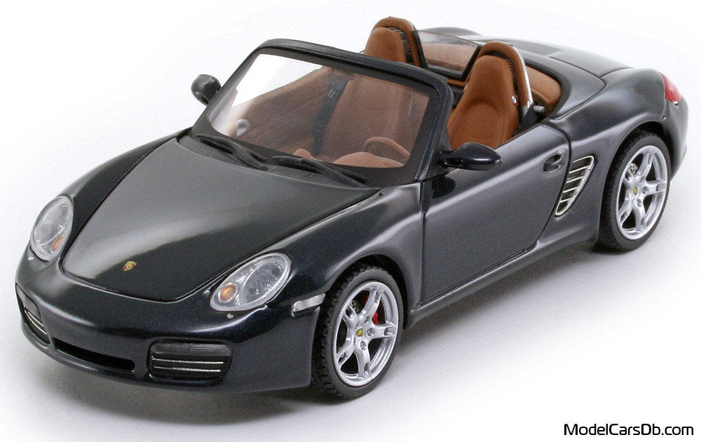 2005 - Porsche Boxster S (987) Schuco 1/43 (Синий) Передняя левая сторона