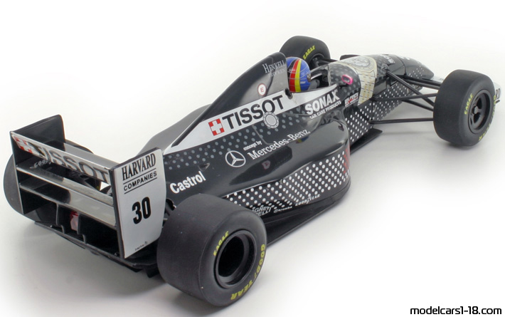 1994 - Sauber Mercedes C13 Minichamps 1/18 (Чёрный / Белый) Задняя правая сторона