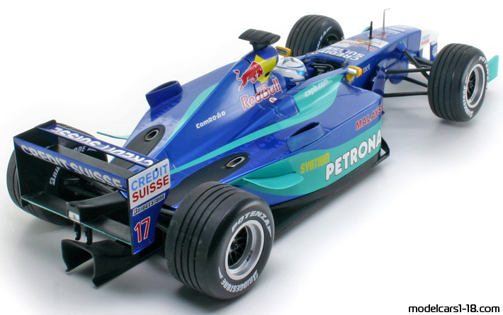 2001 - Sauber Petronas C20 Minichamps 1/18 (Синий / Зелёный) Задняя правая сторона