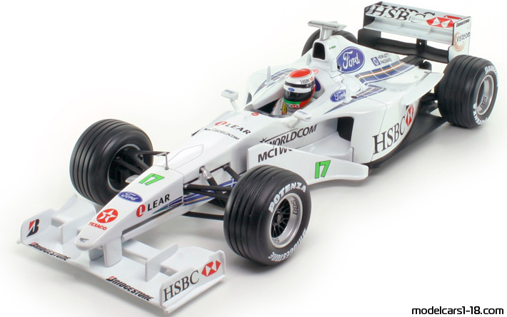 1999 - Stewart Ford SF3 Minichamps 1/18 (Белый) Передняя левая сторона