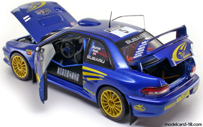 1999 - Subaru Impreza WRC AutoArt 1/18 (Синий / Жёлтый) Открывающиеся части