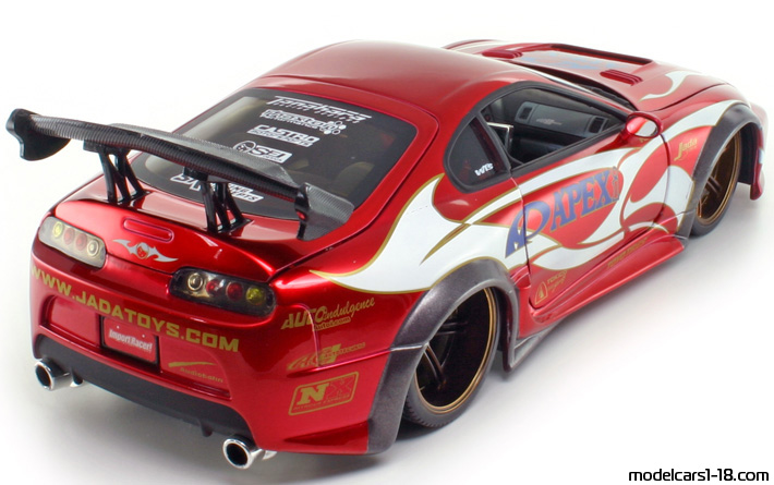 1993 - Toyota Supra (A80) Jada Toys 1/18 (Kрасный / Белый) Задняя правая сторона