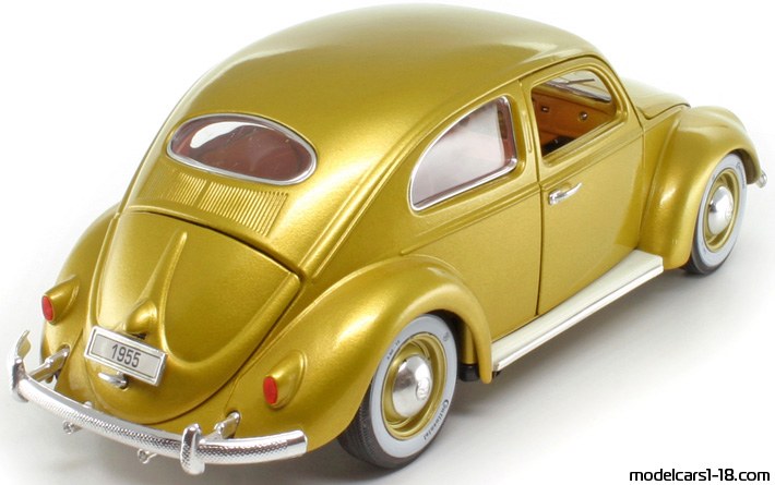 1955 - Volkswagen Beetle (Kaefer) Bburago 1/18 (Жёлтый) Задняя правая сторона