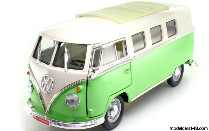 1962 - Volkswagen Microbus Road Signature 1/18 (Зелёный / Белый) Передняя левая сторона
