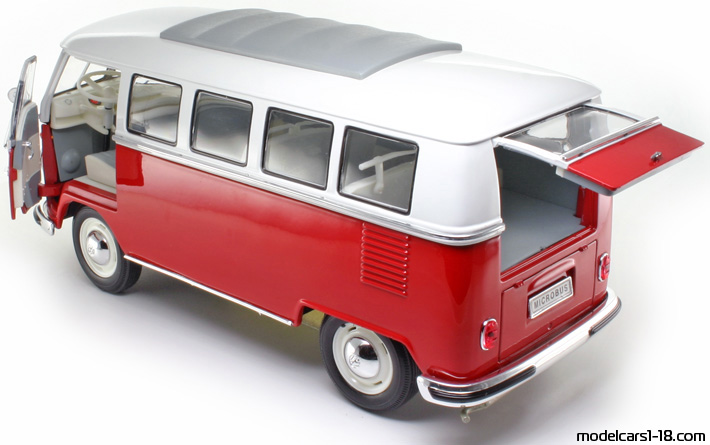 1962 - Volkswagen Microbus Welly 1/18 (Kрасный / Белый) Открывающиеся части