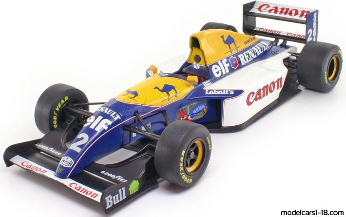 1993 - Williams Renault FW15 Minichamps 1/18 (Жёлтый / Синий) Передняя левая сторона